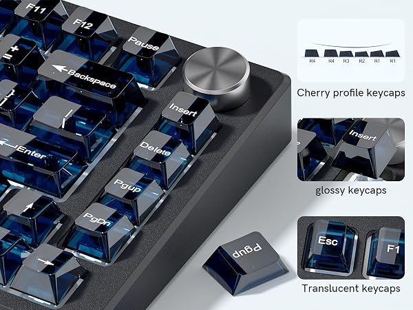 Dark Blue Clear Keyboard keycaps,Transparent keycaps,Crystal Jelly Key Cap Set,Shine Through Key cap