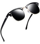 Joopin Vintage Semi Rimless Sunglasses Half Frame Sun Glasses Polarized UV Protection Browline Sh...