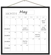 Umtiit Monthly Calendar Dry Erase Whiteboard, Black Wood Frame, Magnetic Surface Whiteboard for P...
