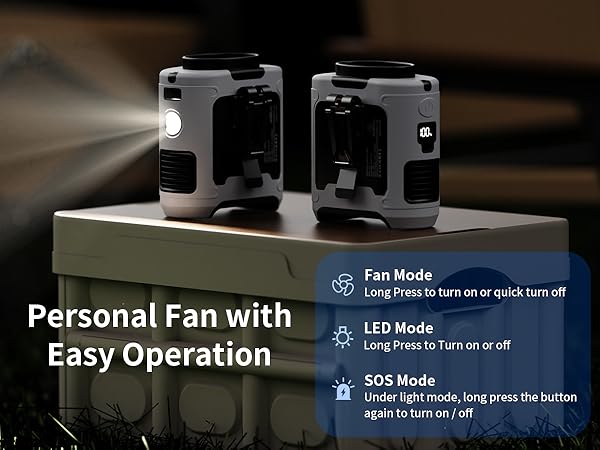 power bank fan with light