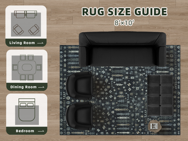 Washable Rugs 8x10 Area Rugs for Living Room- Modern Abstract Rugs for Bedroom,Dining Room