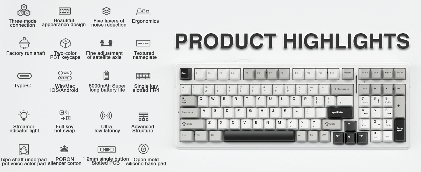 wireless mechanical keyboard rgb gaming custom hot swappable mechanical keyboard