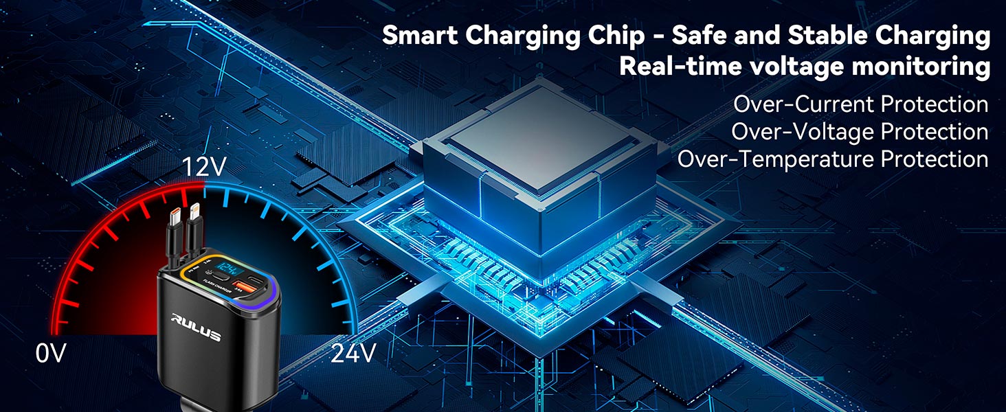 retractable car phone charger fast charging cord