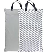 wegreeco Reusable Hanging Wet Dry Cloth Diaper Bag (2 Pack, Grey Leaf, Grey)