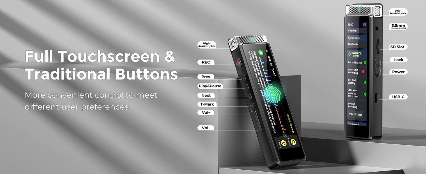 digital recorder with touchscreen