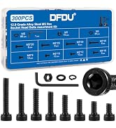 DFDU 300Pcs M5 Screw Kit Hex Socket Head Cap M5-0.8X8-35mm 12.9 Alloy Steel | Black Zinc Plated M...