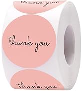 joycraft 500 Pcs Thank You Stickers, 1.5 inch Pink Thank You Stickers for Small Business, Paper S...