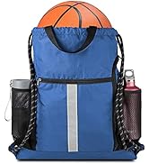 Drawstring Backpack Sports Gym Bag With Shoe Compartment and Two Water Bottle Holder