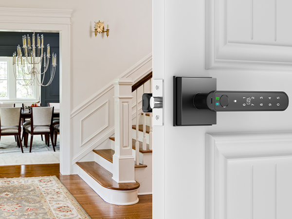 door handle with keypad square black