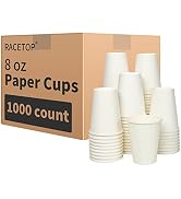 RACETOP 8 oz 1000 Pack Disposable Paper Coffee Cups, Paper Cups 8 oz Disposable, Ideal for Party,...