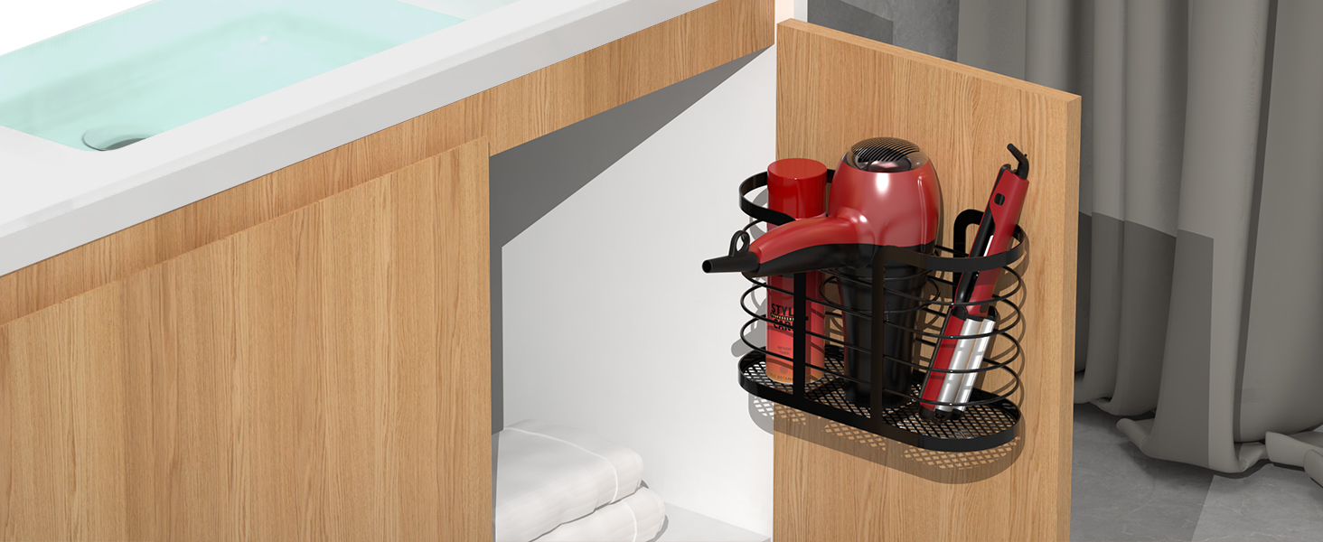 YIGII Hair Dryer Holder - Hair Tool Organizer Wall Mount/Cabinet Door Blow Dryer Holder Bathroom
