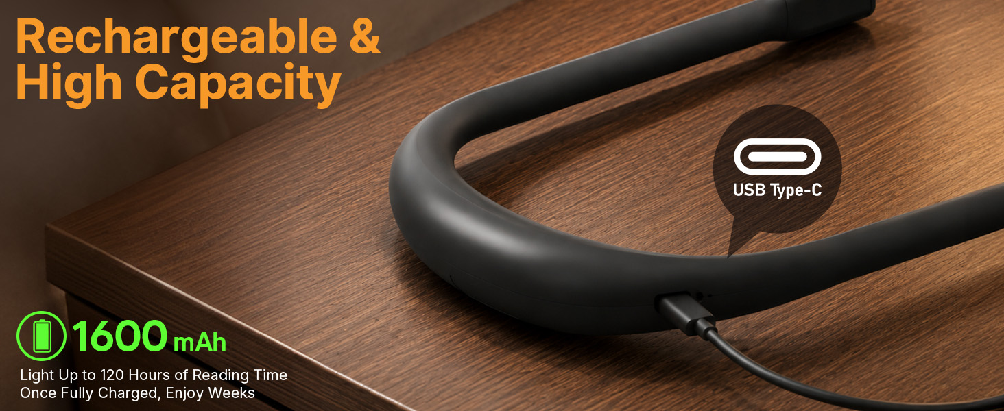 EastPin neck bedtime reading light features like warm amber 1600K color modes