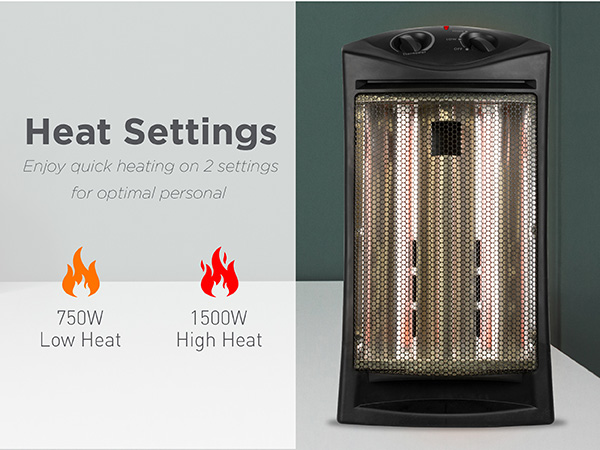 BLACK+DECKER Infrared Radiant Quartz Tower Heater, 1500W Space Heater with Adjustable Thermostat