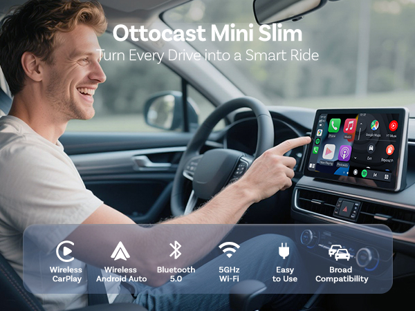 2026 Upgrade Ottocast Mini Cube, 2-in-1 Wireless CarPlay &amp; Android Auto Adapter