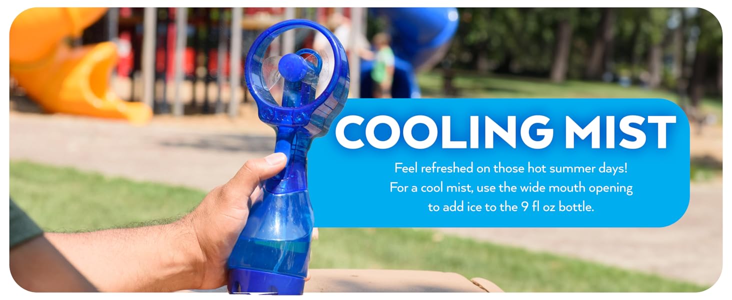 O2Cool LED Misting Fan Blue At Park Cooling Mist