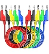 Goupchn 5PCS Stackable Banana to Banana Plug Test Leads Soft Electrical Test Cable Wire 3.3ft/1m ...