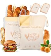Tofficu 2 Pack XL Reusable Beeswax Bread Bags for Freezer Fridge | with 2 Wood Pulp Cleaning Spon...