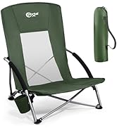 PORTAL Beach Chairs for Adults Camping Low Lightweight Portable Chair with Cup Holder Mesh Back C...