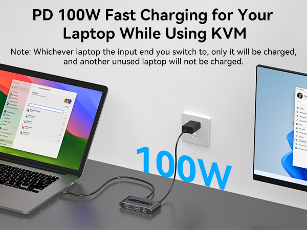PD 10ow Fast Charging for Your Laptop While Using KVM