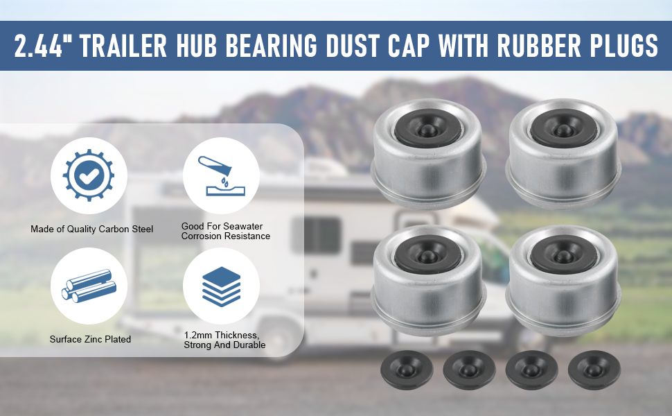 4PCS 2.44/&amp;#39;&amp;#39; Trailer Hub Bearing Dust Cap