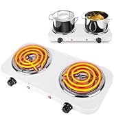 Hot Plate, Double Burner, 2000W Portable Electric Stove for Cooking with 5 Levels Adjustable Temp...