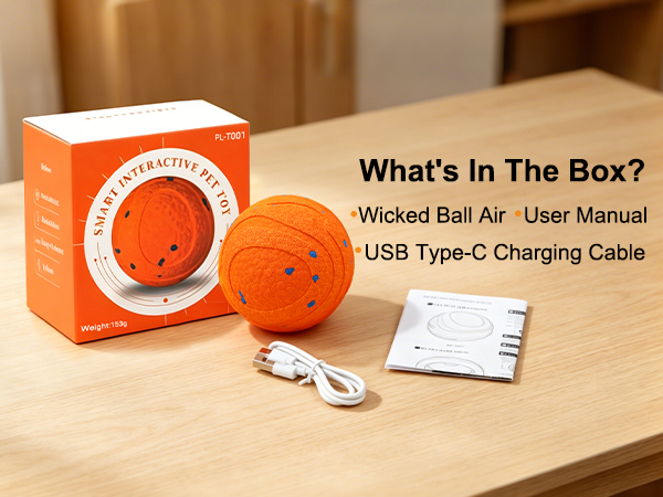 What's In The Box? Dog Wicked Ball Air - User Manual - USB Type-C Charging Cable