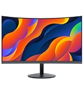 Slim bezel monitor displaying vibrant abstract wallpaper with flowing, multicolored shapes on a black background.