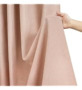 Seenus Blush Pink Faux Linen Textured Shower Curtain Water-Resistant, Heavyweight Fabric Shower C...