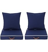 Enipate Outdoor Deep Seat Cushion Set of 2, Weather Resistant Patio Furniture Cushions with Zippe...