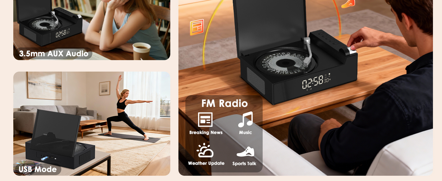 cd player portable for home with speakers bluetooth retro kids small mini cute boombox travel radio