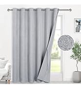 DWCN Linen 100% Blackout Curtains 84 inch length for Living Room, Grommet Extra Wide Curtains as ...
