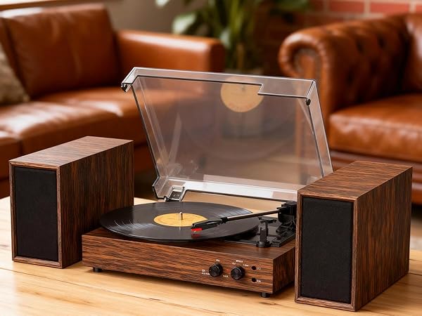 record player with speakers