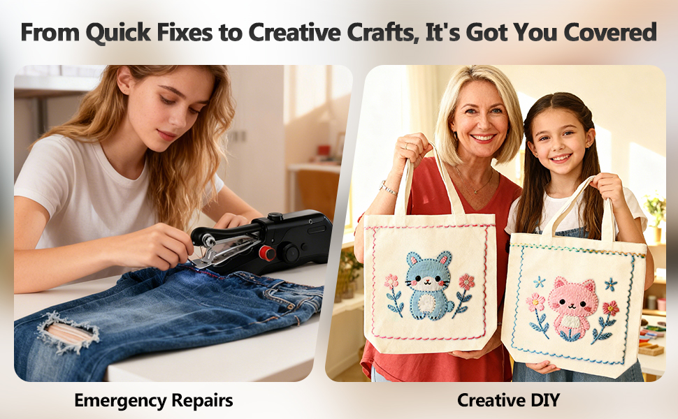 Simple Electronic Operation for Beginners This TMANI hand sewing machine is designed for simple