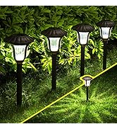 GIGALUMI Solar Pathway Lights, 8 Pack Bright Solar Garden Lights, Solar Powered Walkway Lights, S...