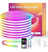 Neon Rope Lights, 10/16.4ft Smart RGB+IC LED Strip Lights with App &amp; Remote Control, IP67 Waterpr...