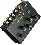 LiNKFOR 4 Channel Stereo Audio Mixer CX400 Metal Shell Support RCA Input and Output Mini Passive ...