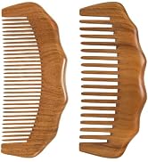 Moreinday 2 Pack Wooden Comb, Beard Comb for Men, Hair Combs for Women | for scalp massage &amp; dist...