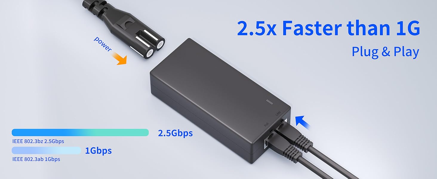 2.5g poe injector poe adapter 30w