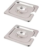 MY MIRONEY Heavy-Duty Stainless Steel 1/6 Size Steam Table Pan Covers (2-Pack) - Commercial Notch...