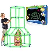 Fun Forts Glow Fort Building Kit for Kids - 81 Pack Glow in The Dark STEM Building Toys Indoor Ou...