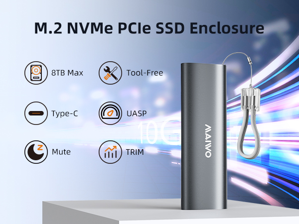 maiwo M.2 nvme Enclosure housing shell caddy reader pcie nvme to usb c adapter for windows 10 11