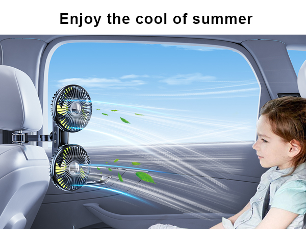 Nauttxon Car Fan Battery Operated for Backseat Kids, 360°Rotatable Car Fan for Backseat
