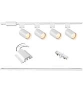 Hiiglxii 4-Light LED Track Lighting Kit with 3.3FT H Track Lighting Rails &amp; Floating Canopy Conne...