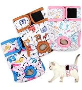 Grecle Reusable Cat Diapers 3 Pack with Good Absorbency Cat Diapers for Female Cats Small&amp; Male C...
