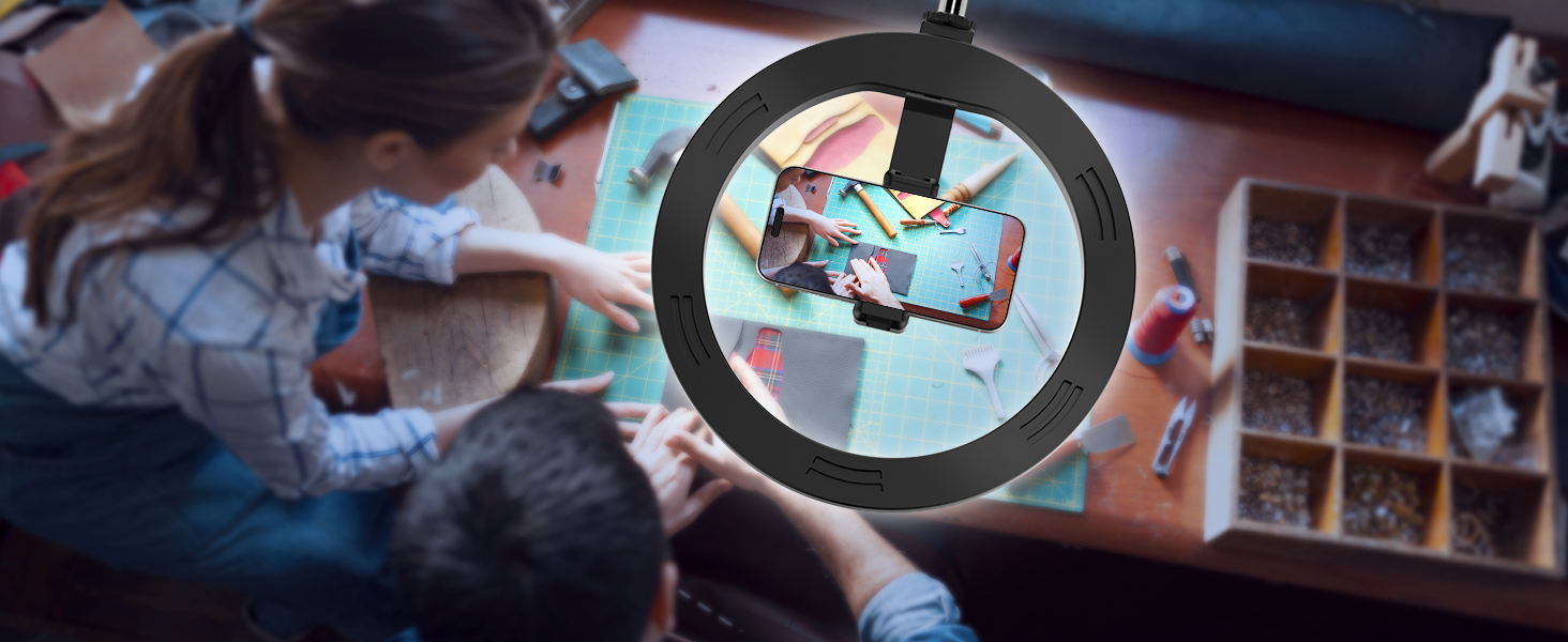 overhead phone mount with ring light
