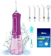 WellLeo Water Flosser for Teeth, 300ML Cordless Oral Irrigator Rechargeable Dental Flosser Teeth ...
