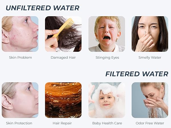 filtered shower head for skin and hair