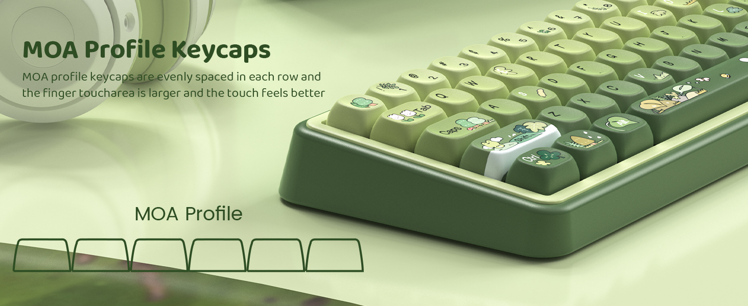 Green Frog Keycap Set, PBT Custom Keycaps 60% 75% 100%,dye Sublimation Keyboard Key caps,MOA Profile