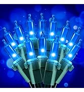Hopolon Blue Christmas String Lights, 2PACK 50-Count Incandescent Mini Fairy Lights Set, UL Certi...