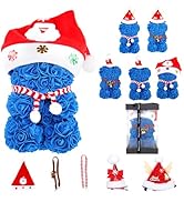 CODE FLORIST Rose Bear,Dress-Up Set with 3 Hats and 2 Scarf,Artificial Flower Teddy Bear Xmas Gif...
